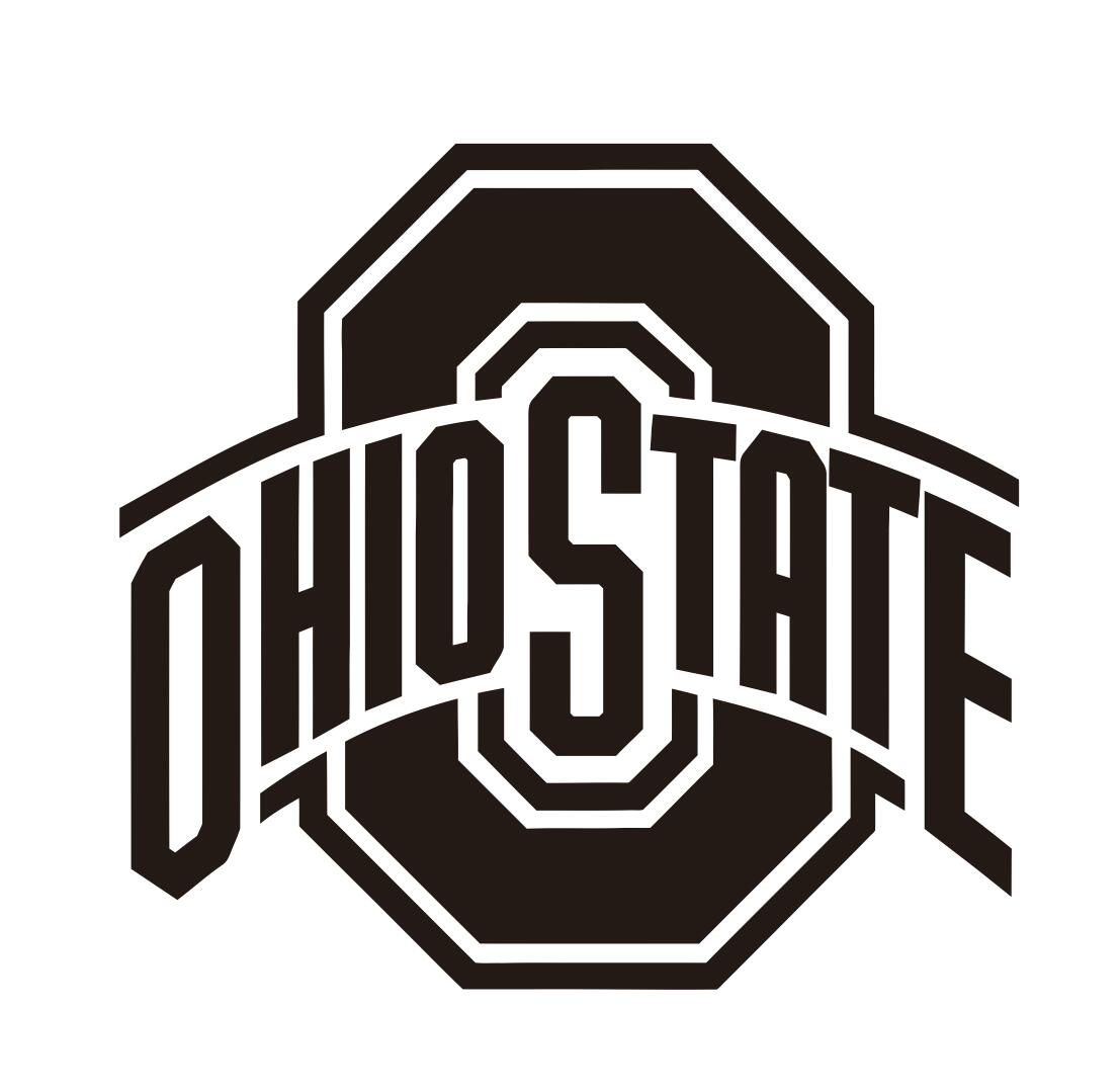 Ohio State primary logo iron on transfer in black in 2.5inches...